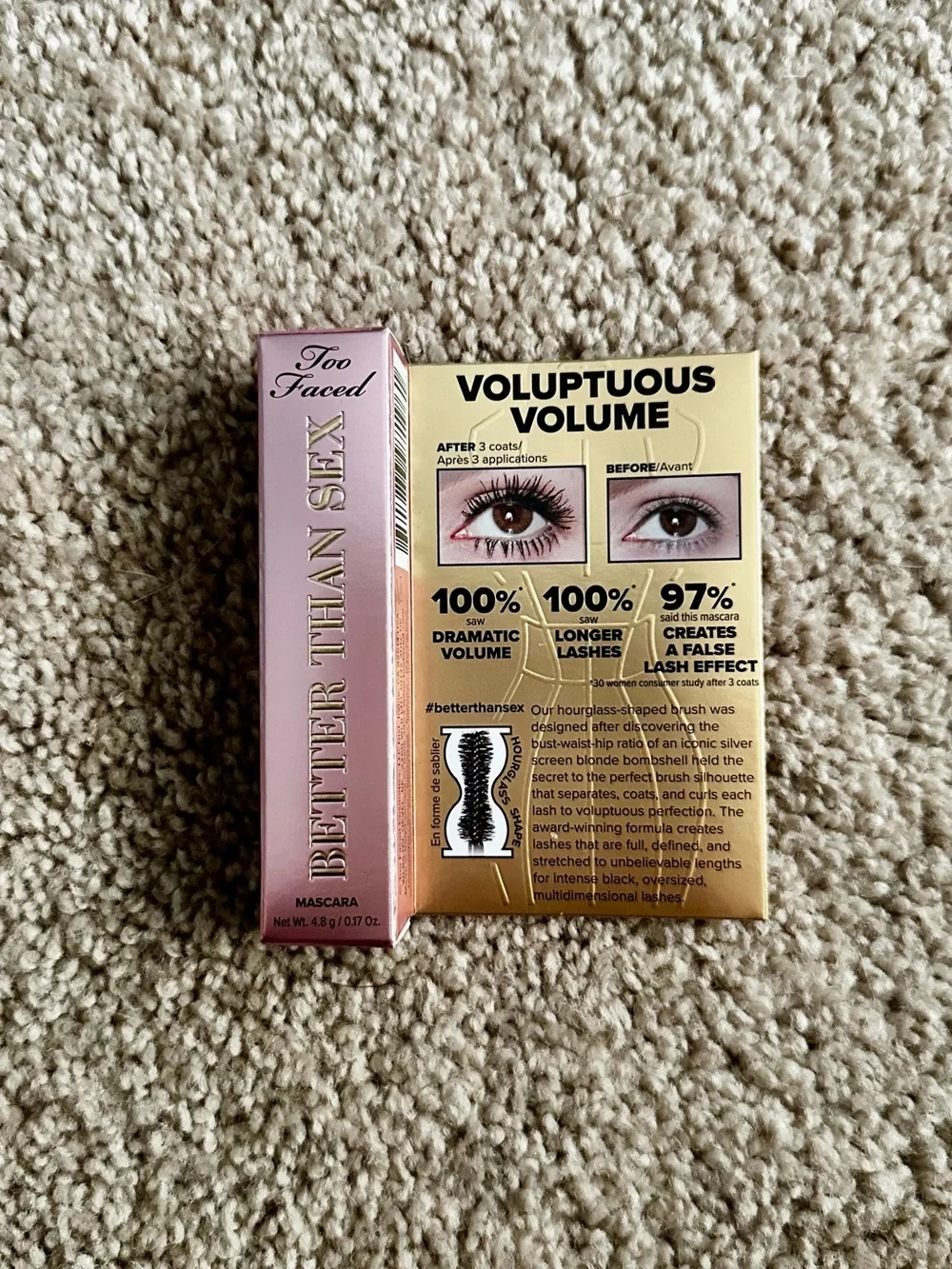 Too Faced Mascara Better Than Sex Waterproof, Naturally and Original formulas